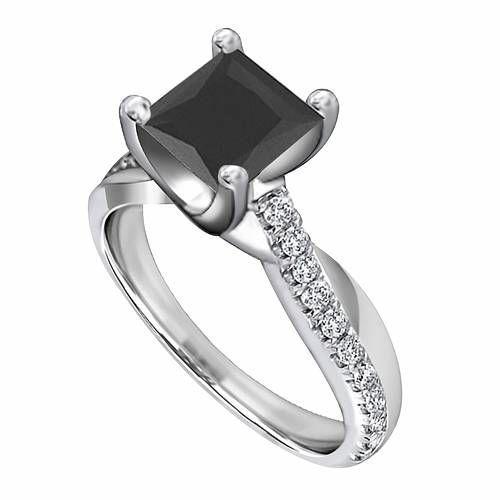 Black Diamond Shoulder Set Ring P