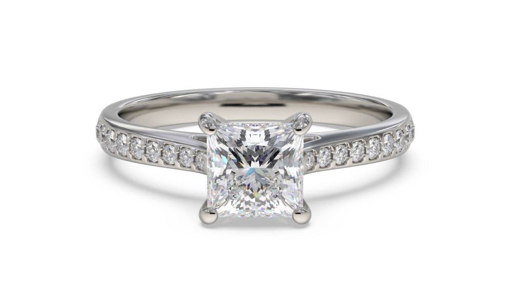 Princess & Round Diamond Engagement Ring set in Platinum