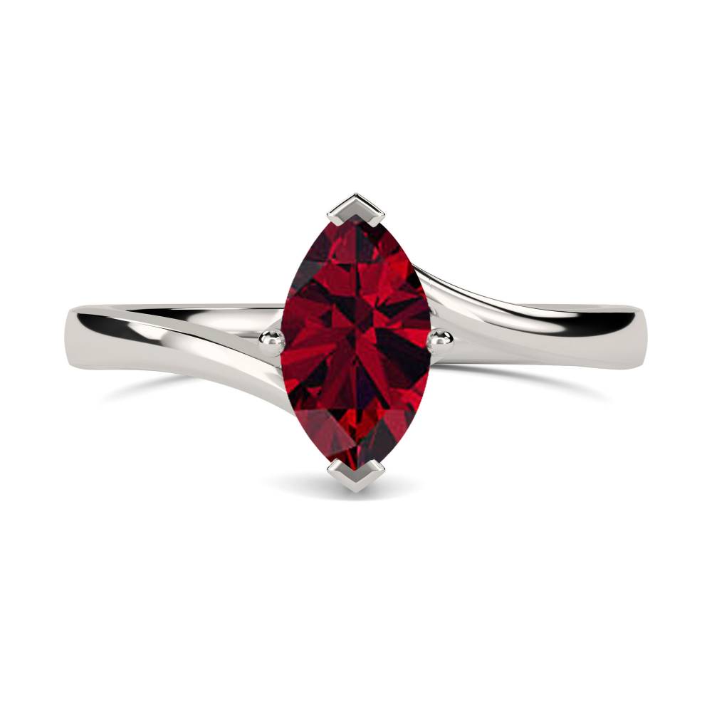 Classic Marquise Ruby Solitaire Ring set in Platinum