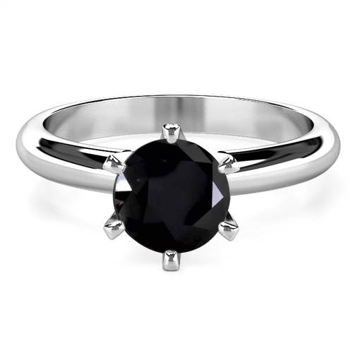 Round Black Diamond Solitaire Ring P