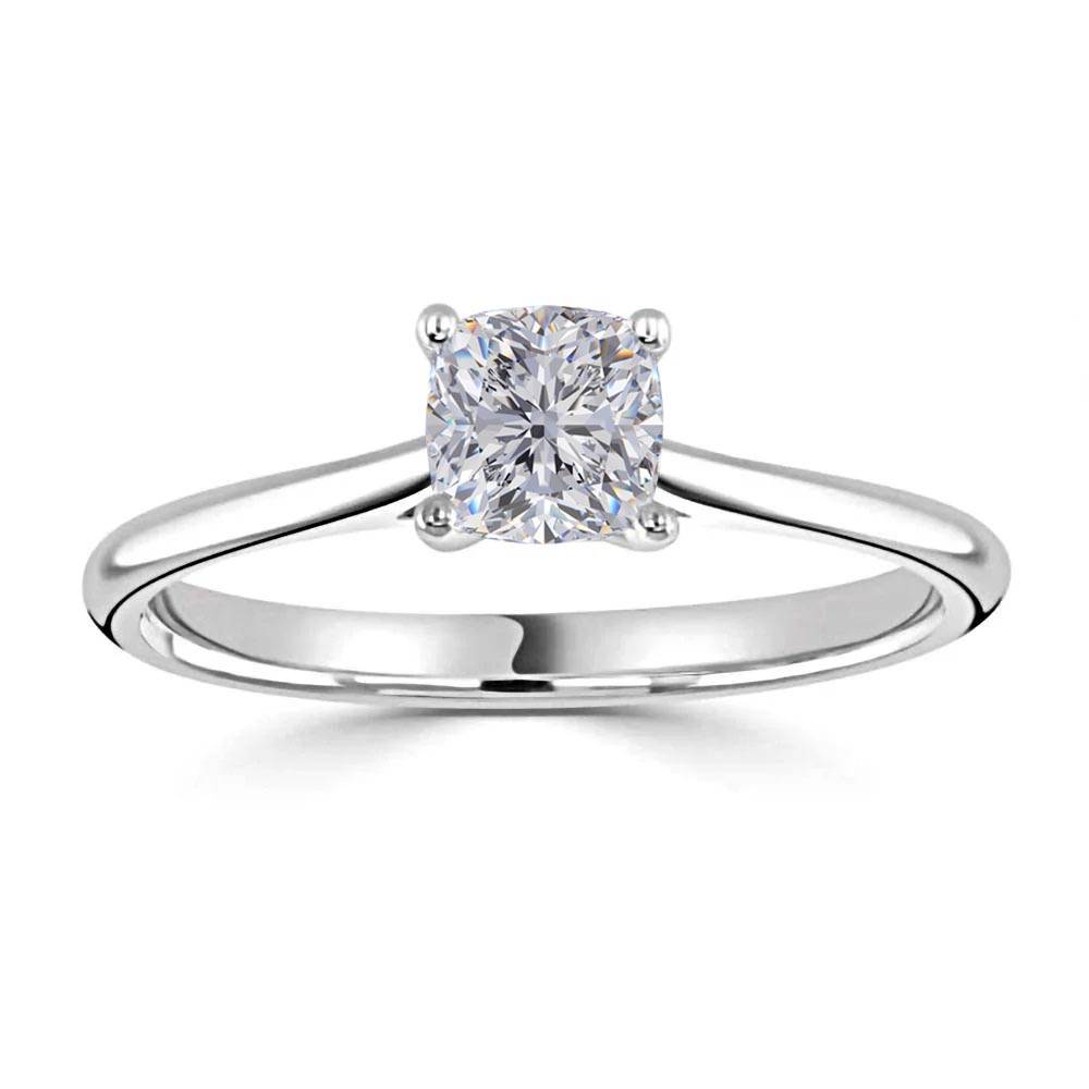 Cushion Diamond Solitaire Engagement Ring set in Platinum