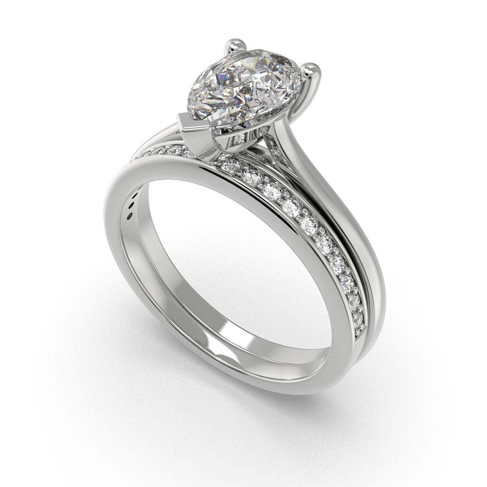 Stylish Pear Diamond Engagement Ring W