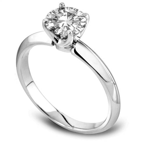 Knife Edge Round Diamond Engagement Ring P