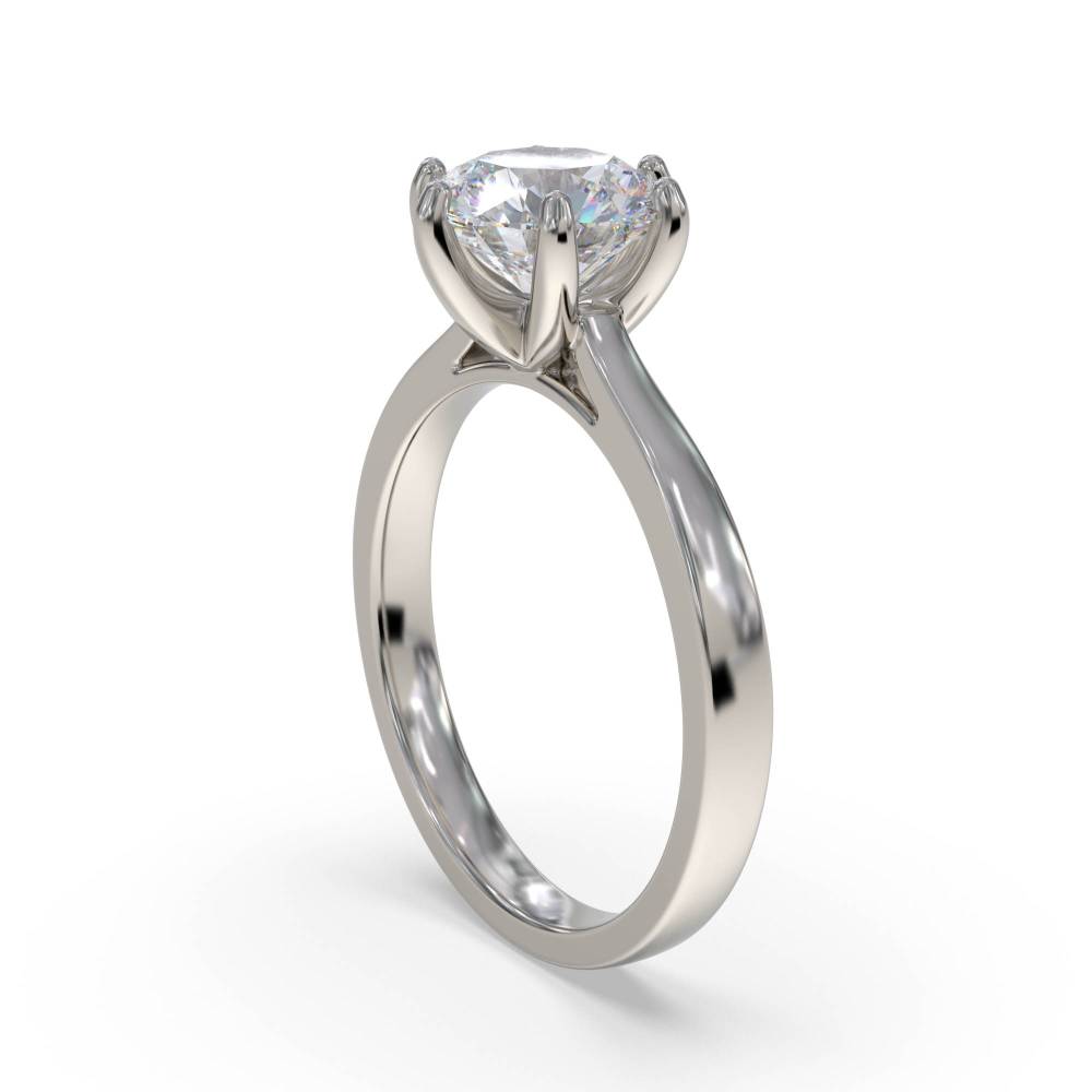 Modern Round Diamond Engagement Ring set in Platinum