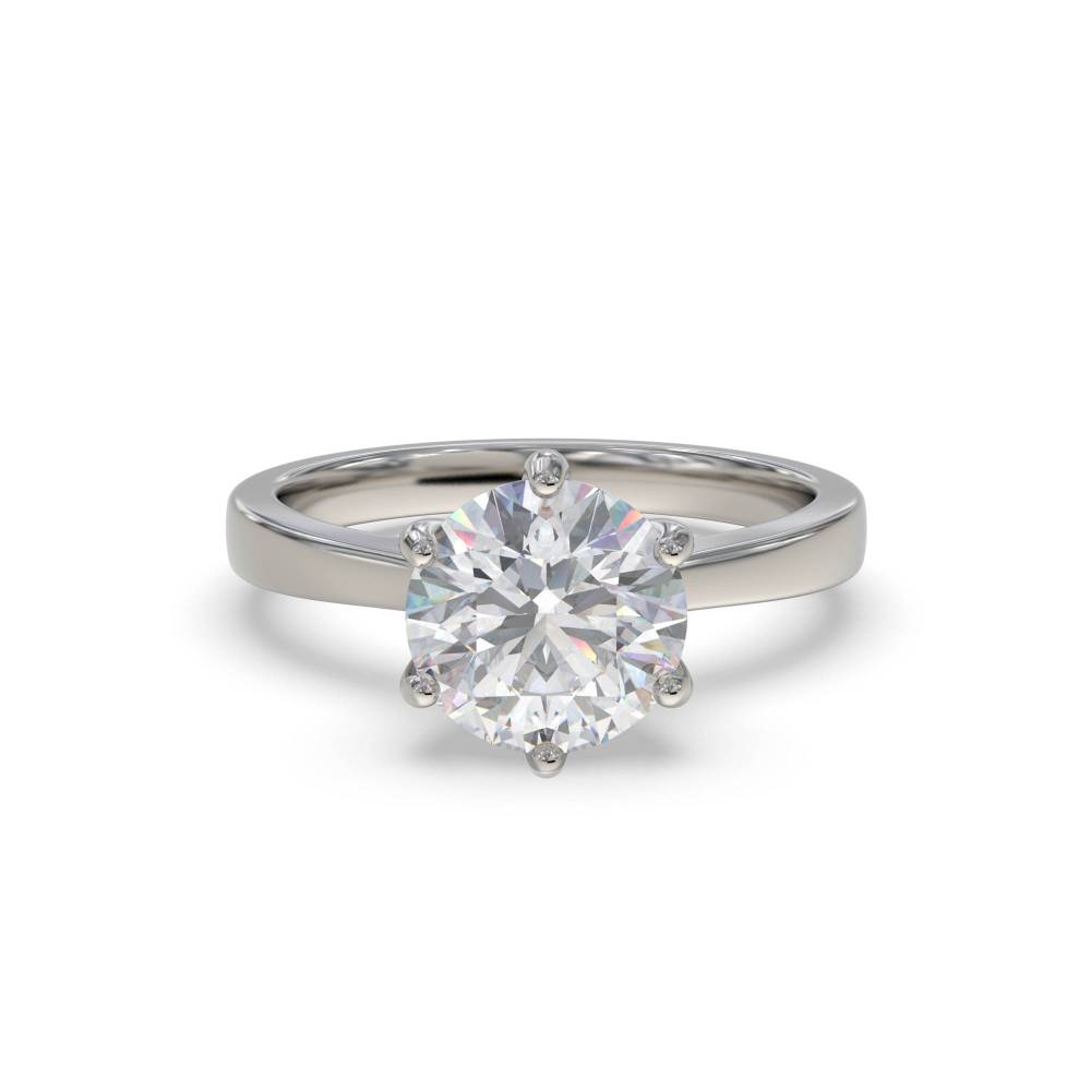 Modern Round Diamond Engagement Ring set in Platinum