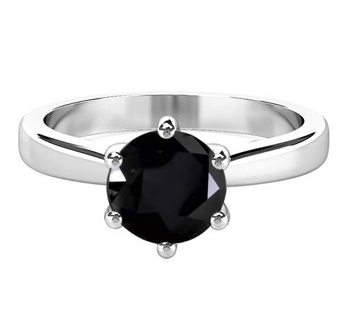 Round Black Diamond Solitaire Ring P