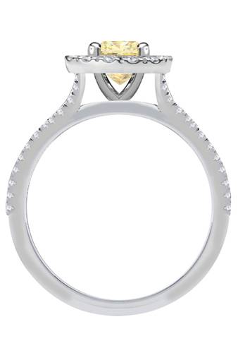 Fancy Yellow Cushion Diamond Shoulder Set Ring P