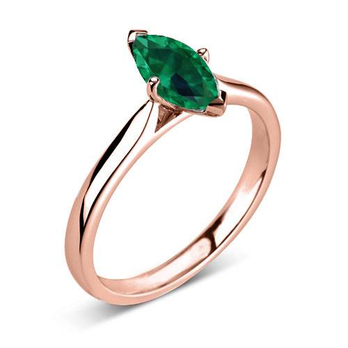 Fancy Emerald Green Marquise Diamond Solitaire Ring F