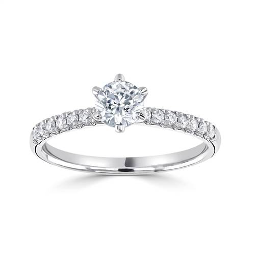 Round Diamond Shoulder Set Engagement Ring P