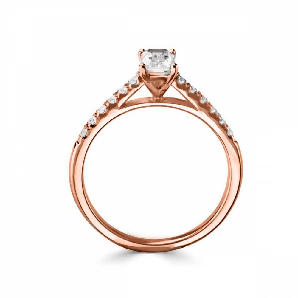 Emerald Diamond Shoulder Set Engagement Ring Image
