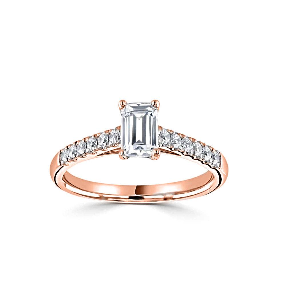 Emerald Diamond Shoulder Set Engagement Ring Image