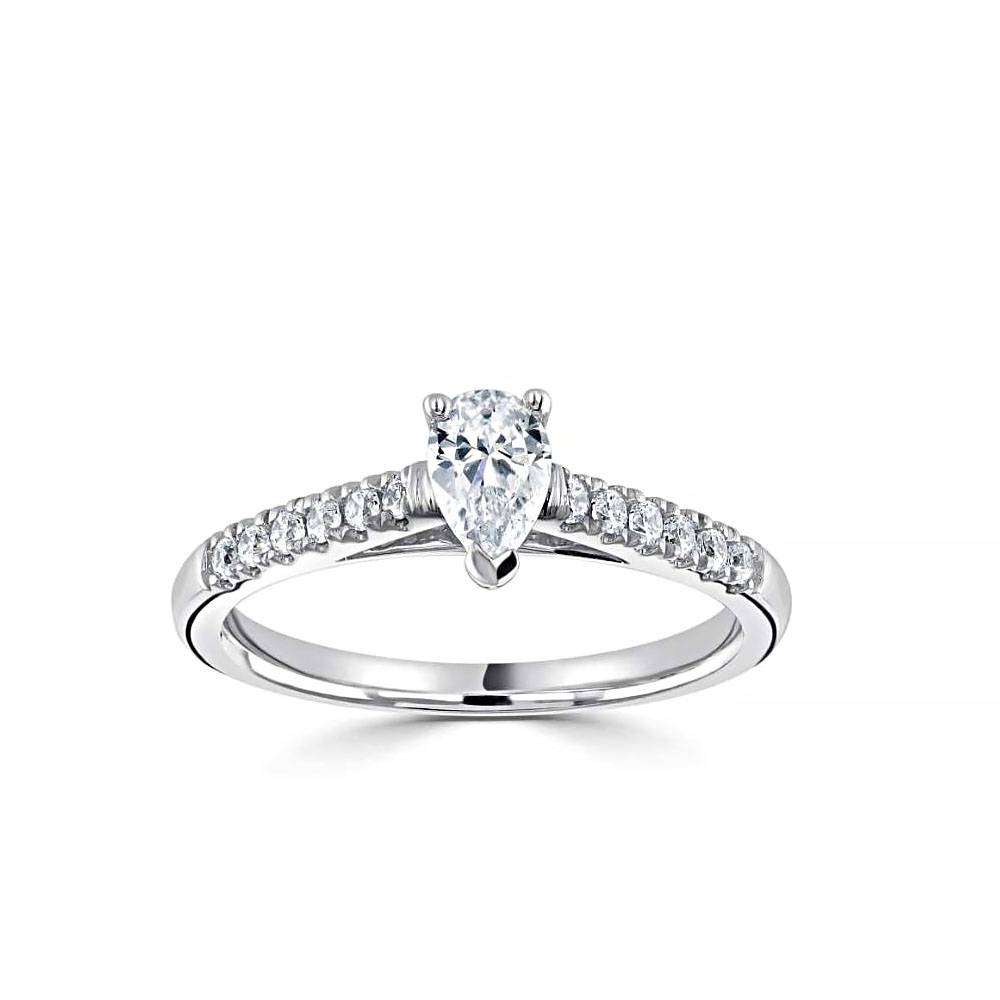 Pear Diamond Shoulder Set Engagement Ring P