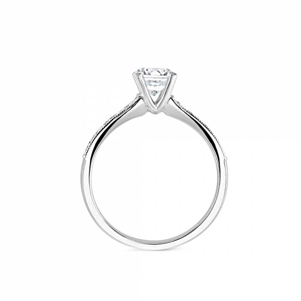 Round Diamond Shoulder Set Engagement Ring set in Platinum