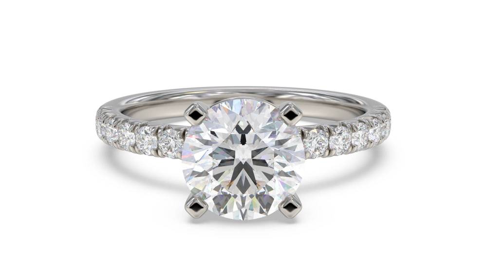 Round Diamond Shoulder Set Ring set in Platinum