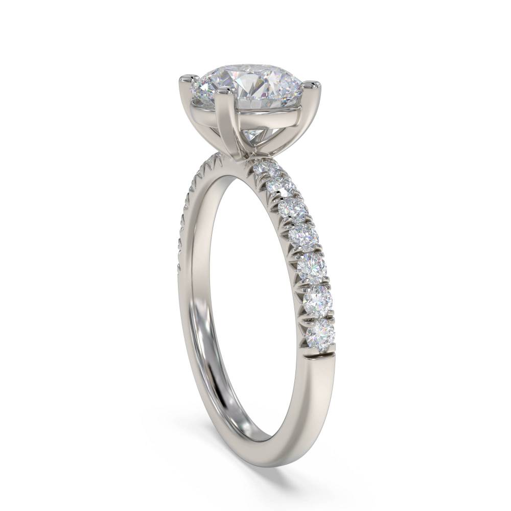 Round Diamond Shoulder Set Ring set in Platinum