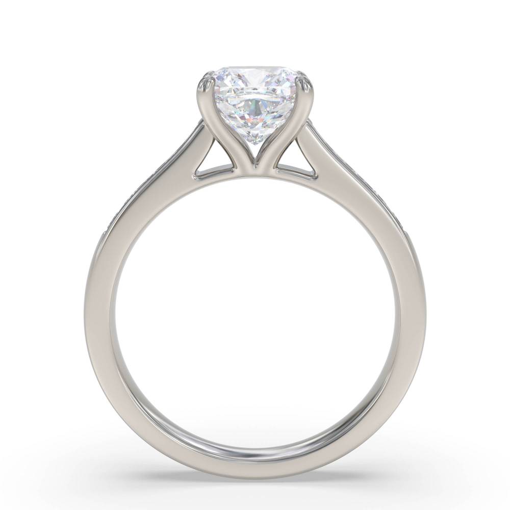 Cushion Diamond Shoulder Set Ring set in Platinum