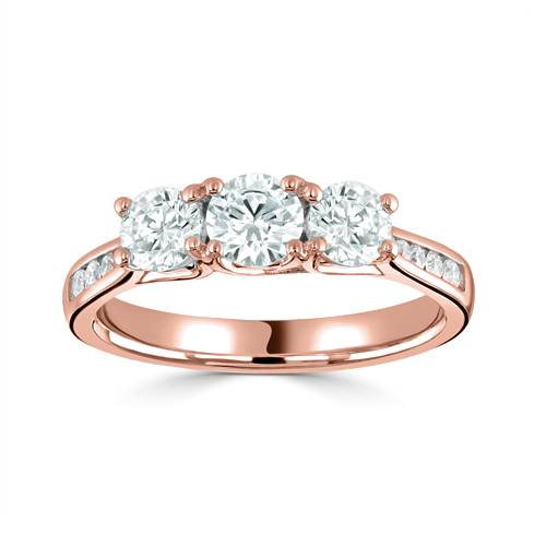 Round 3 Stone Diamond Ring With Shoulder Diamonds Image