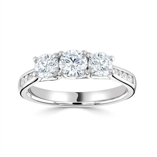 Round 3 Stone Diamond Ring With Shoulder Diamonds Image