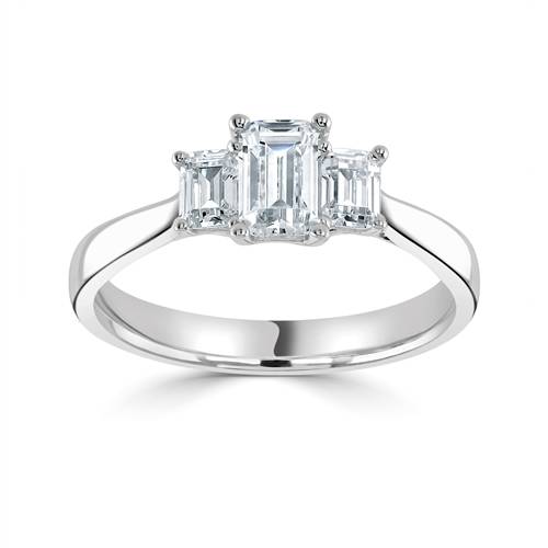 Simple Emerald Diamond Trilogy Ring Image