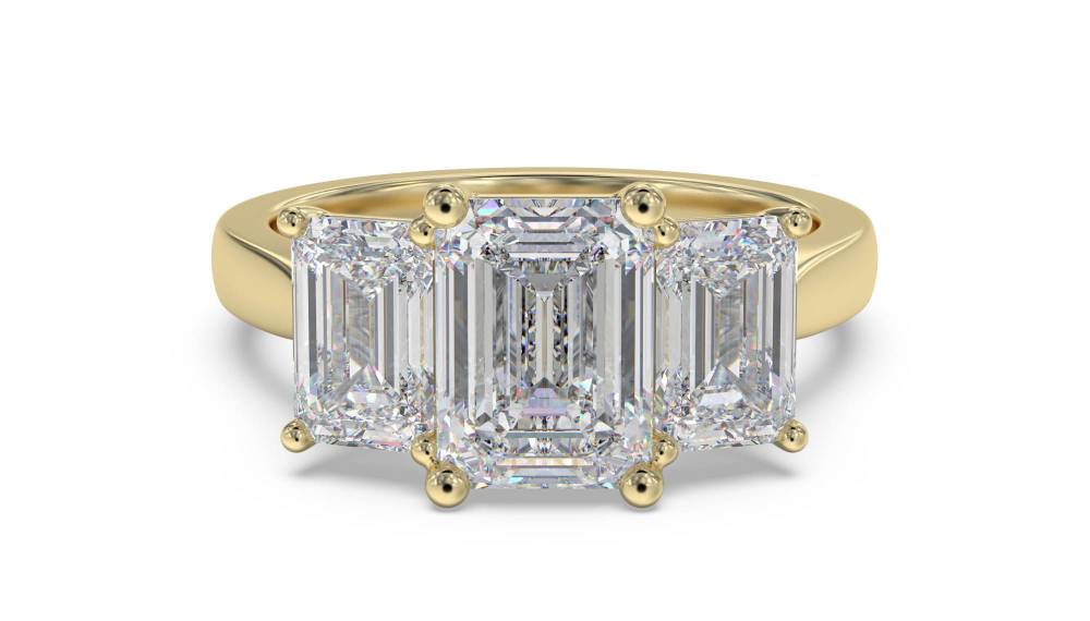 Simple Emerald Diamond Trilogy Ring Image