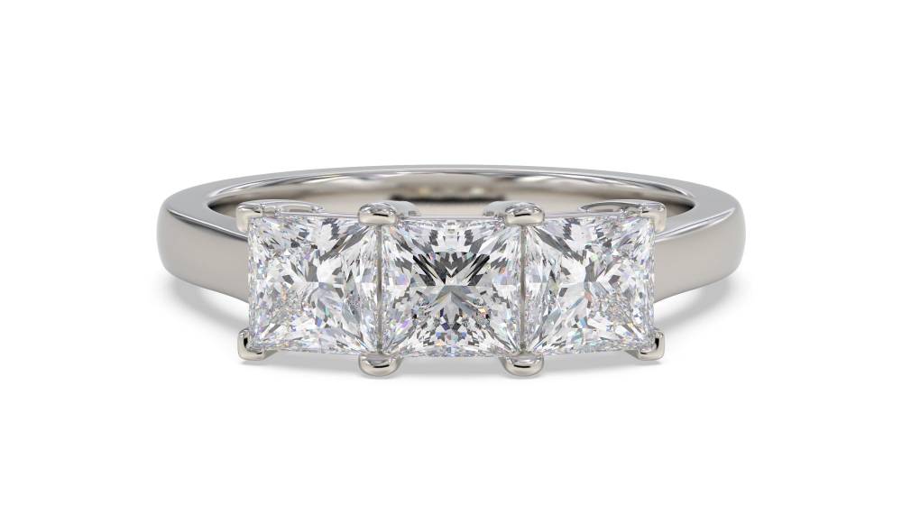Simple Princess Diamond Trilogy Ring P