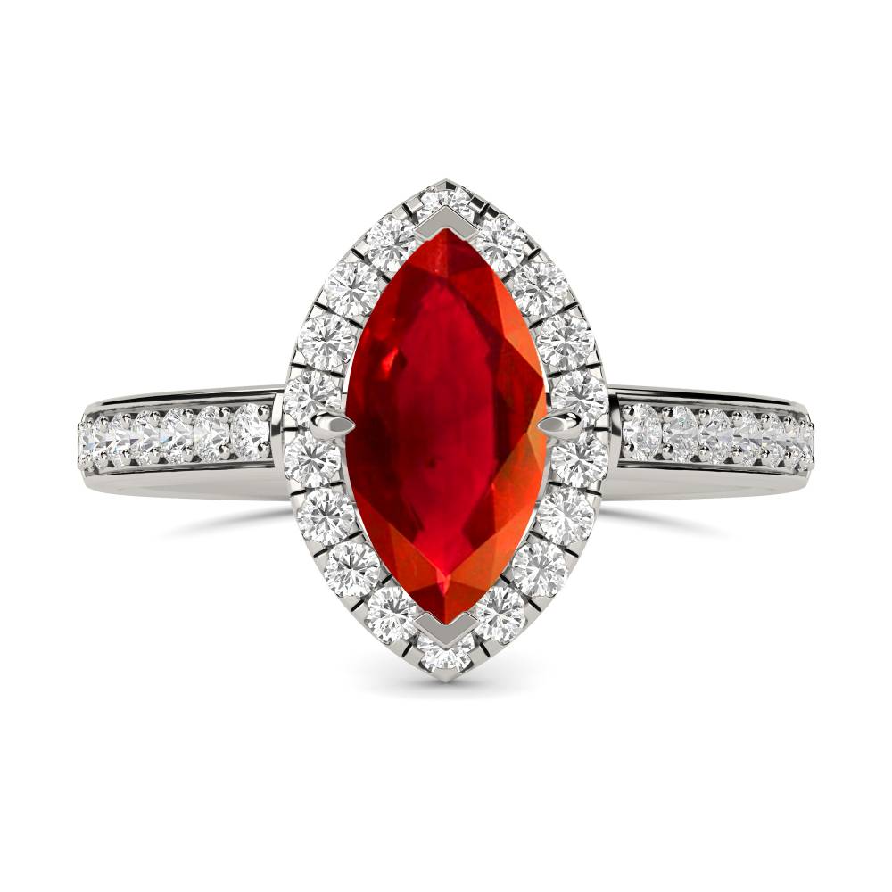 Ruby & Diamond Halo Ring set in Platinum