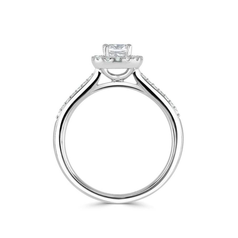 Cushion Diamond Halo Engagement Ring set in Platinum