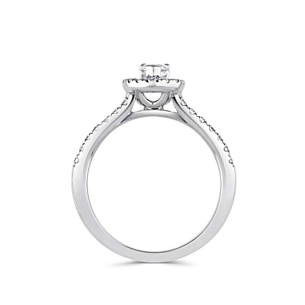 Pear Diamond Halo Engagement Ring set in Platinum