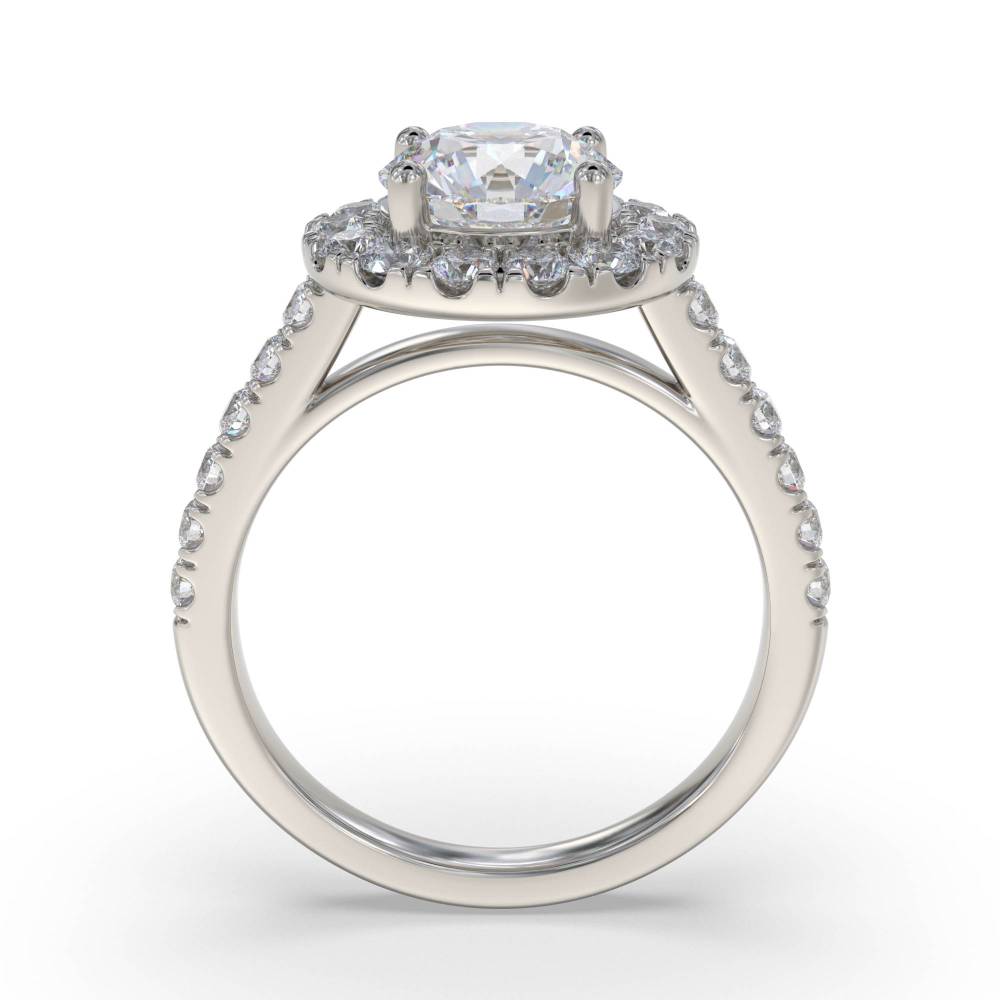 Round Diamond Single Halo Shoulder Set Ring set in Platinum