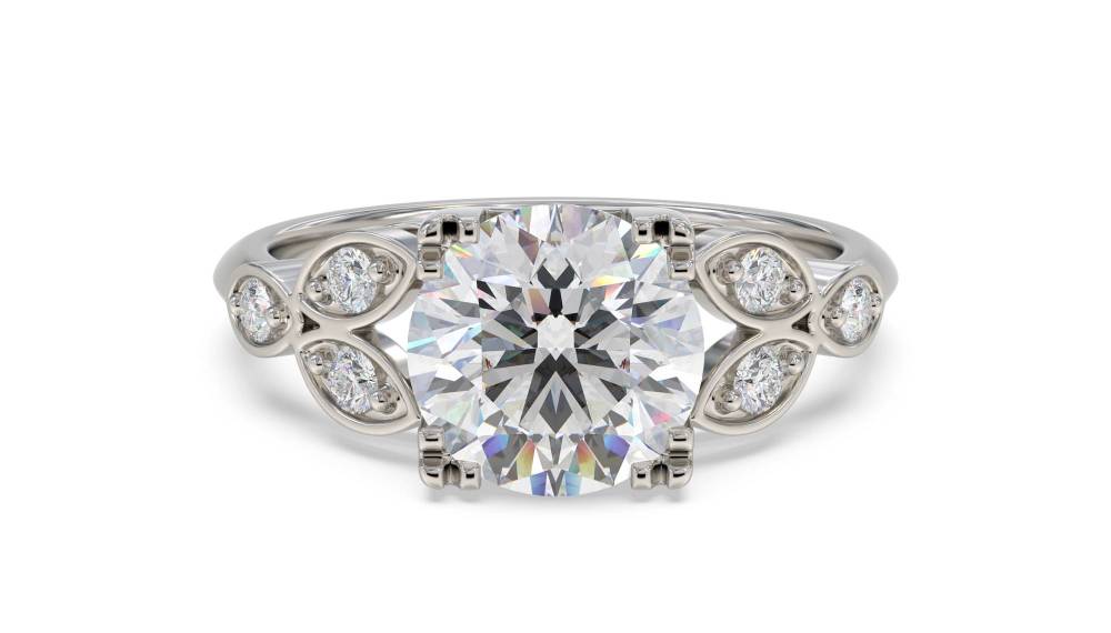 Designer Vintage Round Diamond Ring set in Platinum