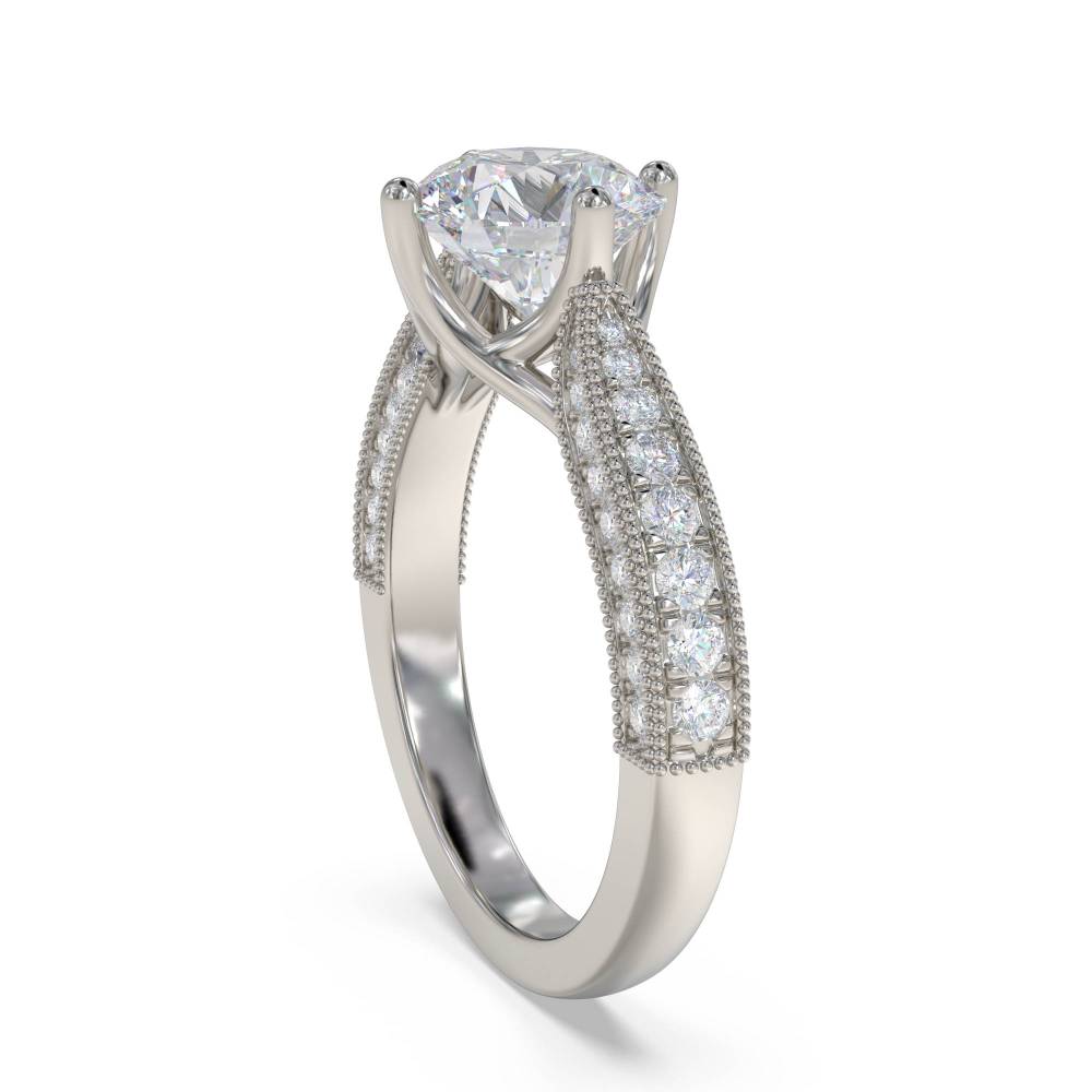 Designer Vintage Round Diamond Ring set in Platinum