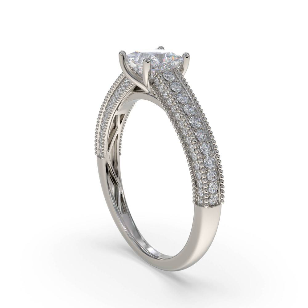 Princess & Round Vintage Diamond Ring set in Platinum