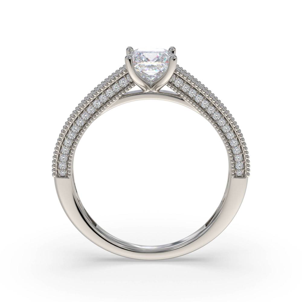 Princess & Round Vintage Diamond Ring set in Platinum