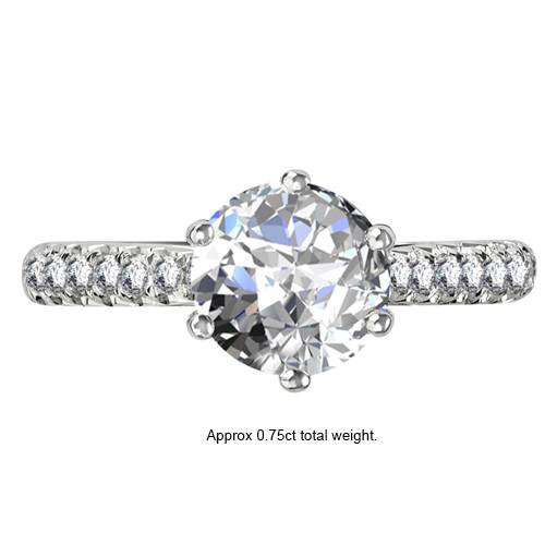 1.00 VS2/F Round Diamond Shoulder Set Engagement Ring