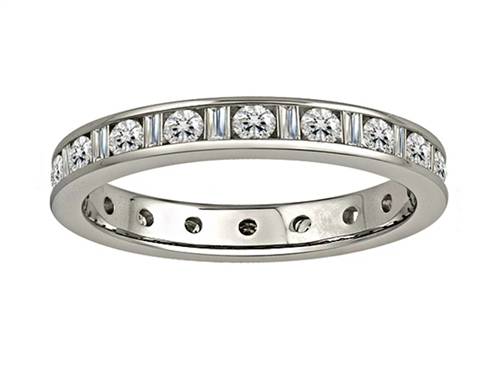 0.77 VS/EF 0.75Ct Vs/Ef Round & Baguette Diamond Eternity Ring