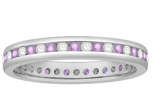 3mm Pink Sapphire And Diamond Eternity Ring P