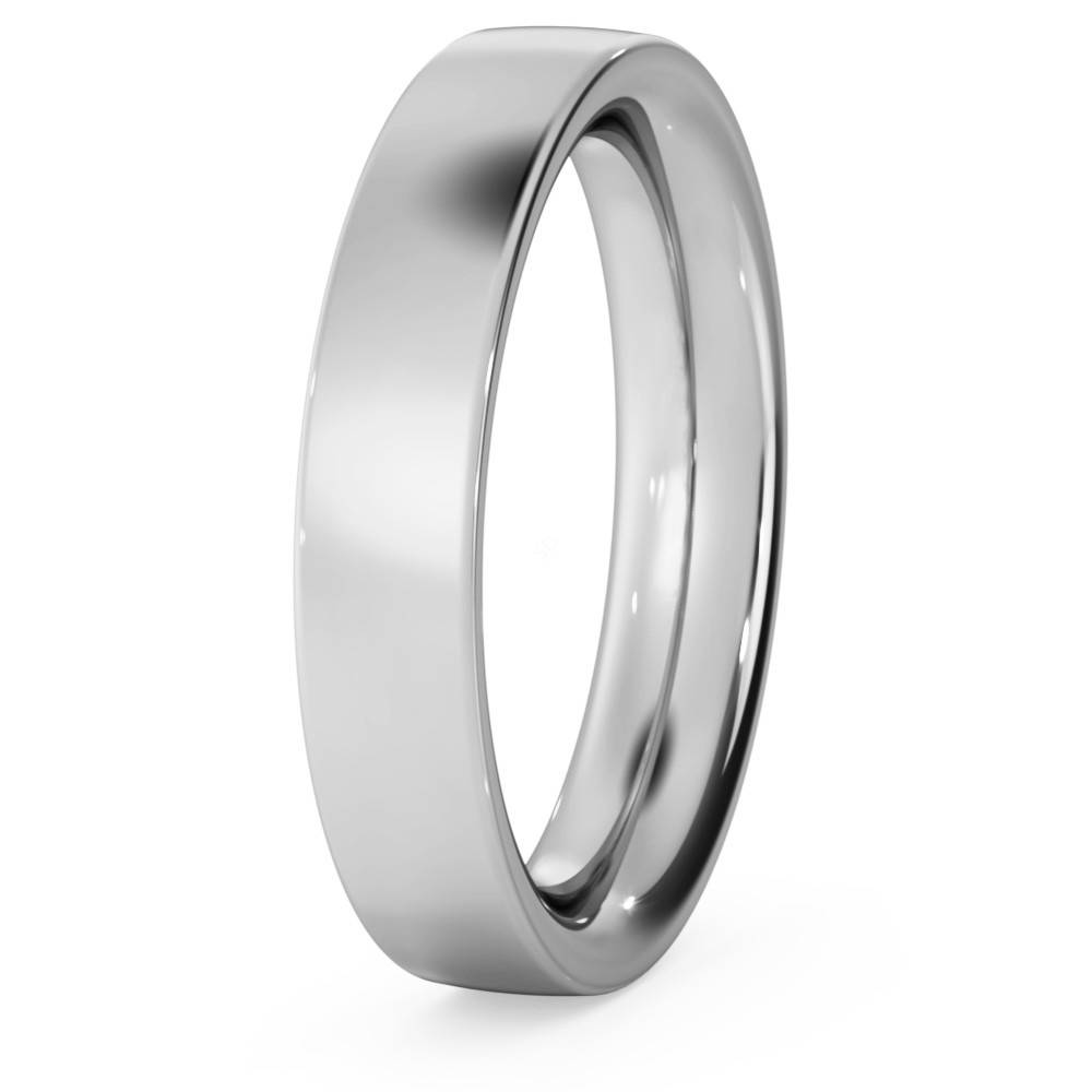 DHFC04H Flat Court Wedding Ring - Heavy weight, 4mm width W