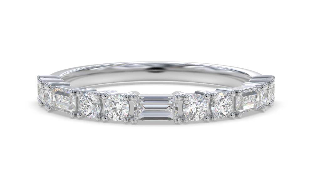 0.35ct Baguette And Round Diamond Alternating Eternity Ring W