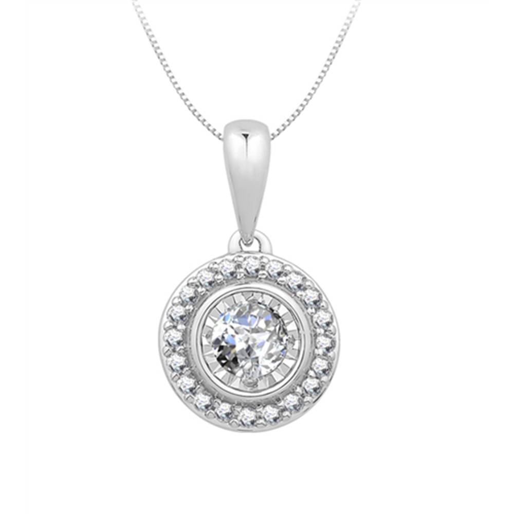 0.25ct Round Diamond Single Halo Pendant W