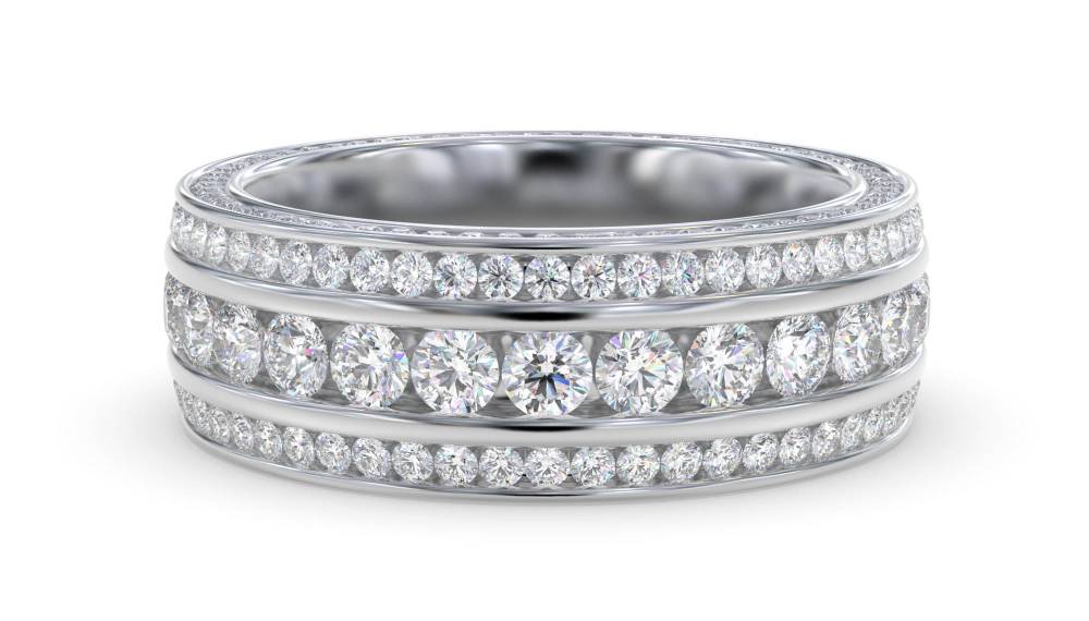 2.50ct 3 Row Diamond Full Eternity/Dress Ring W