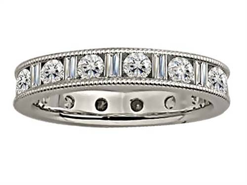 1.50ct Milgrain Round & Baguette Diamond Full Eternity Ring W