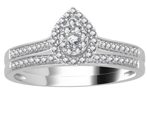 Single Halo Round Diamond Cluster Bridal Set Image