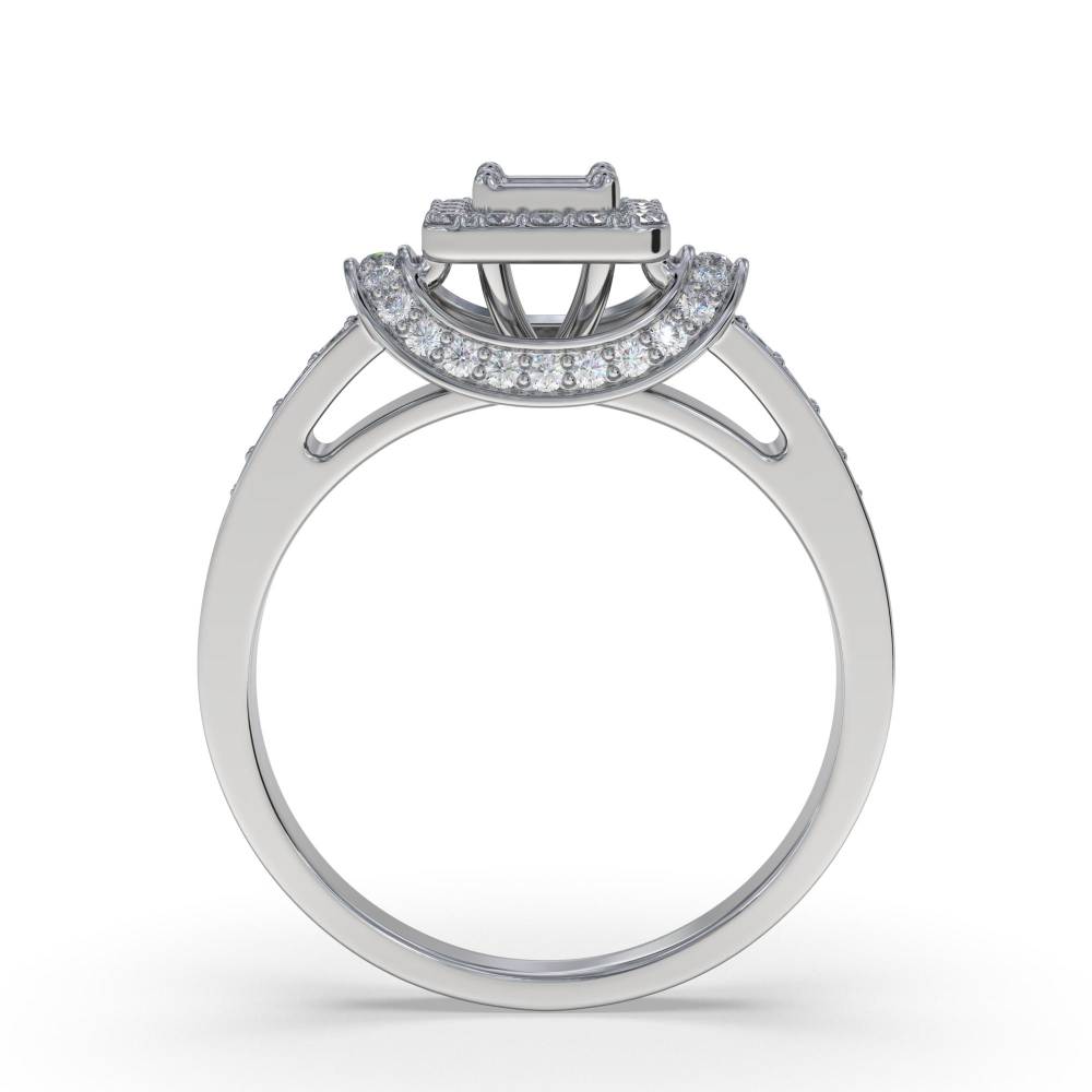 Single Halo Diamond Cluster Shoulder Set Ring W