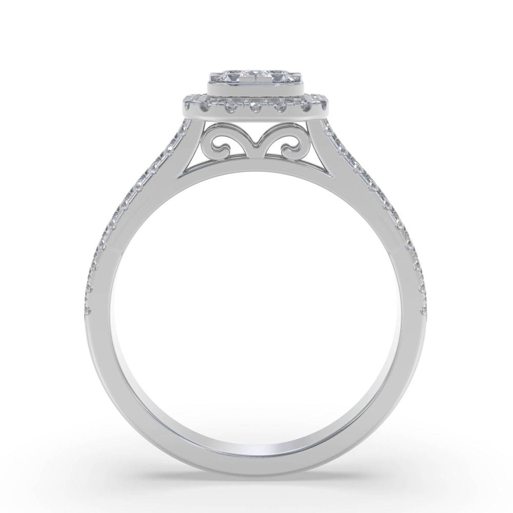 Halo Diamond Cluster Shoulder Set Ring W