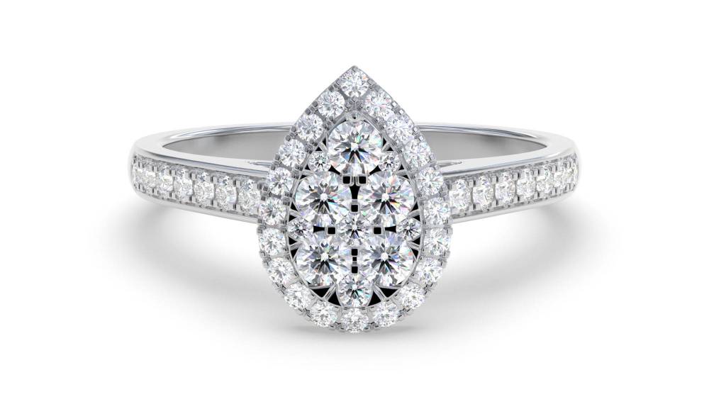 Elegant Round Diamond Cluster Ring W