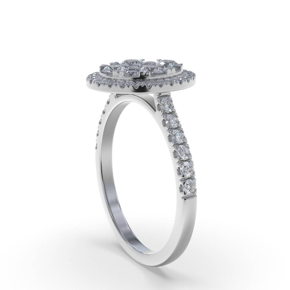 1.00ct Elegant Round Diamond Cluster Ring W