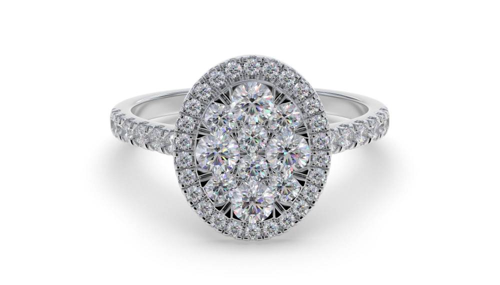 1.00ct Elegant Round Diamond Cluster Ring W