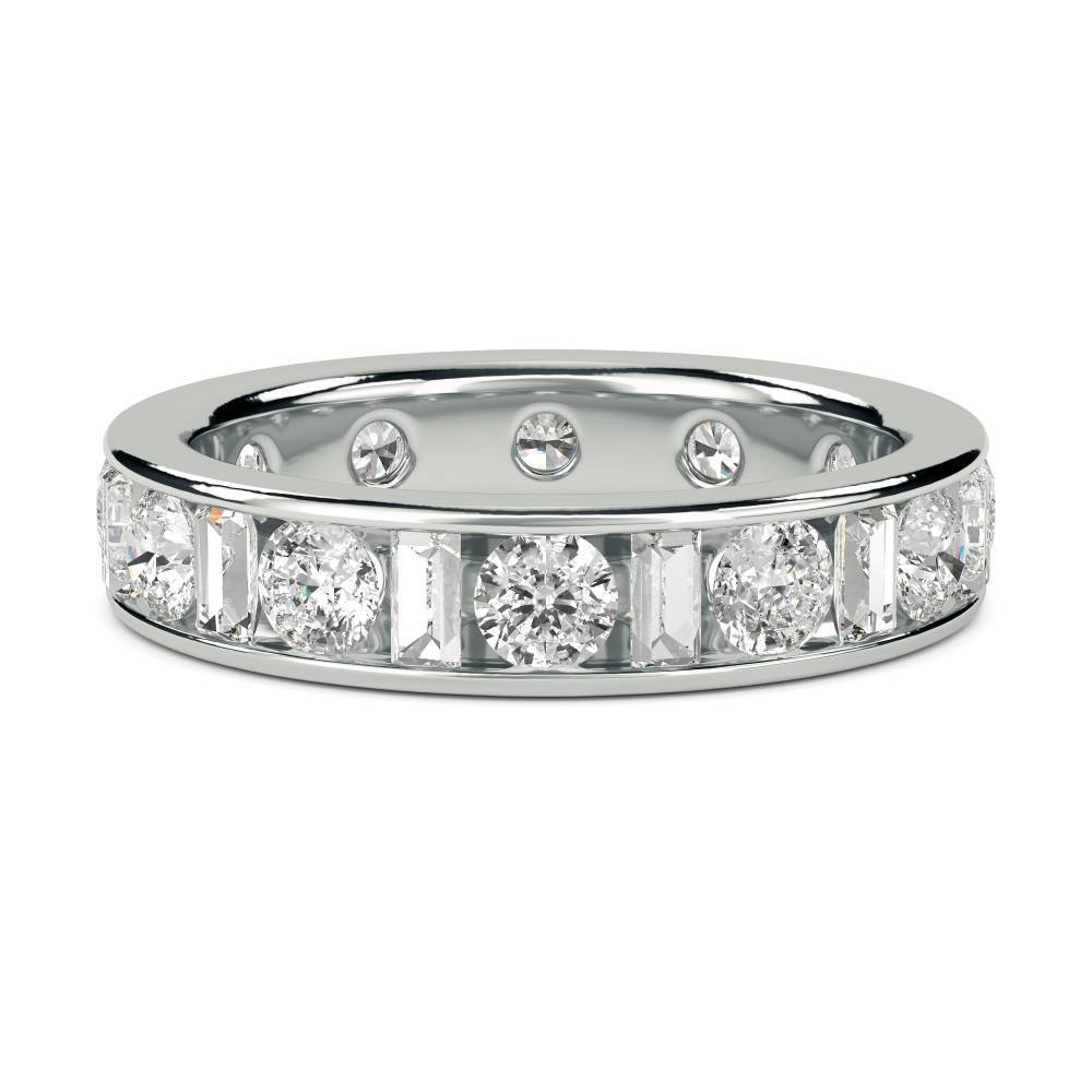 3.30ct Round & Baguette Diamond Eternity Ring set in White Gold