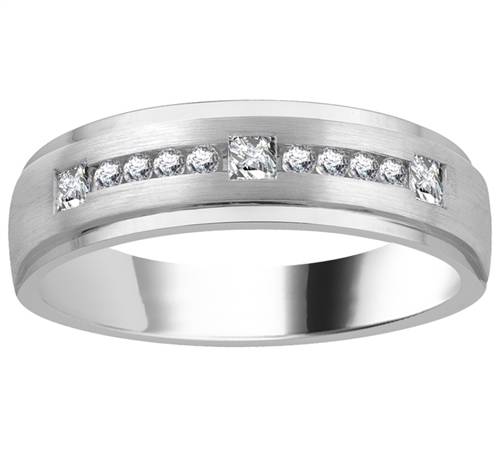 6mm Mens Princess & Round Diamond Ring W