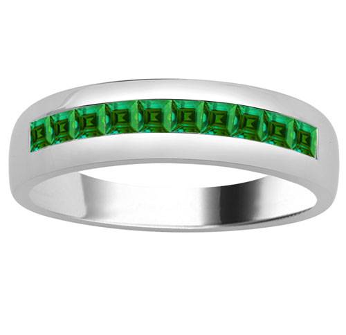 6.5mm Mens Princess Emerald Gemstone Ring Image